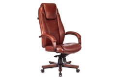 Кресло руководителя Бюрократ T-9923 Walnut Кожа светло-коричневая